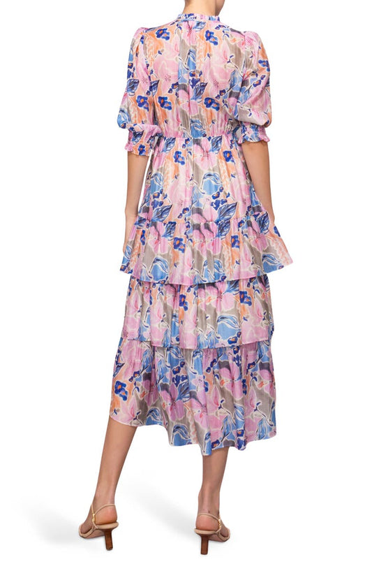 MELLODAY Printed Tiered Midi Dress
