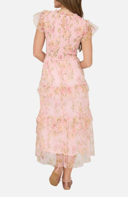 Blu Pepper Floral Smocked Tiered A-Line Dress