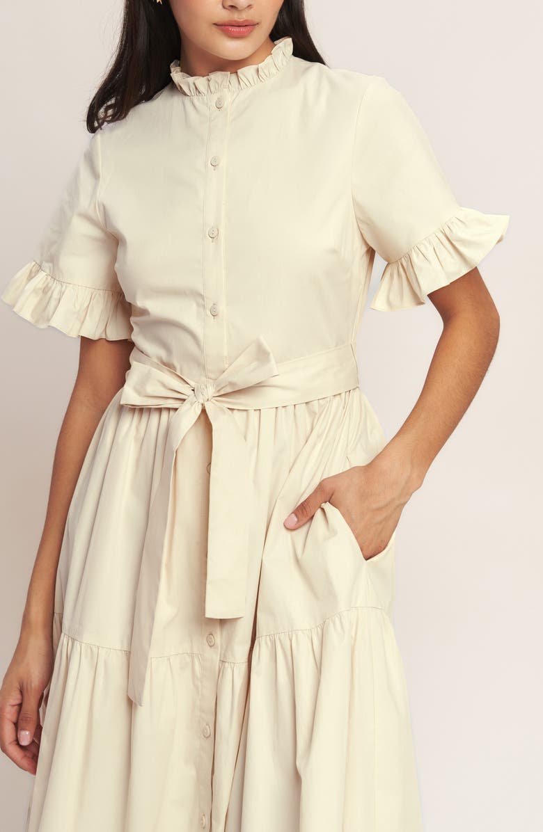 FLYING TOMATO Ruffle Trim Midi Dress