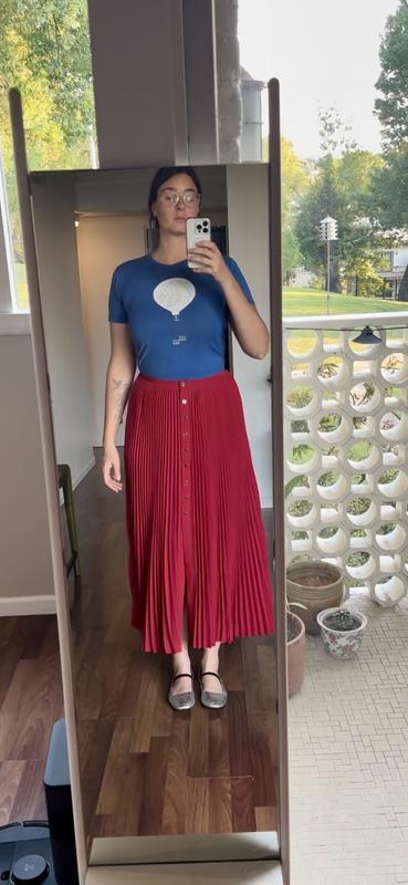 Anthropologie Maeve Pleated Button-Front Maxi Skirt