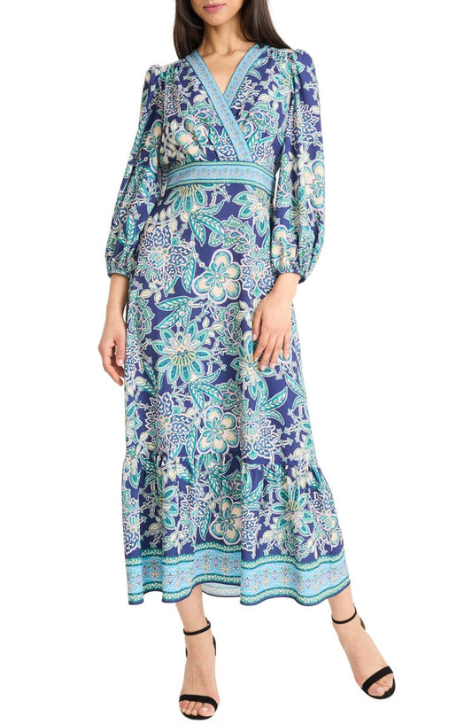 Donna Morgan Print Balloon Sleeve Maxi Dress