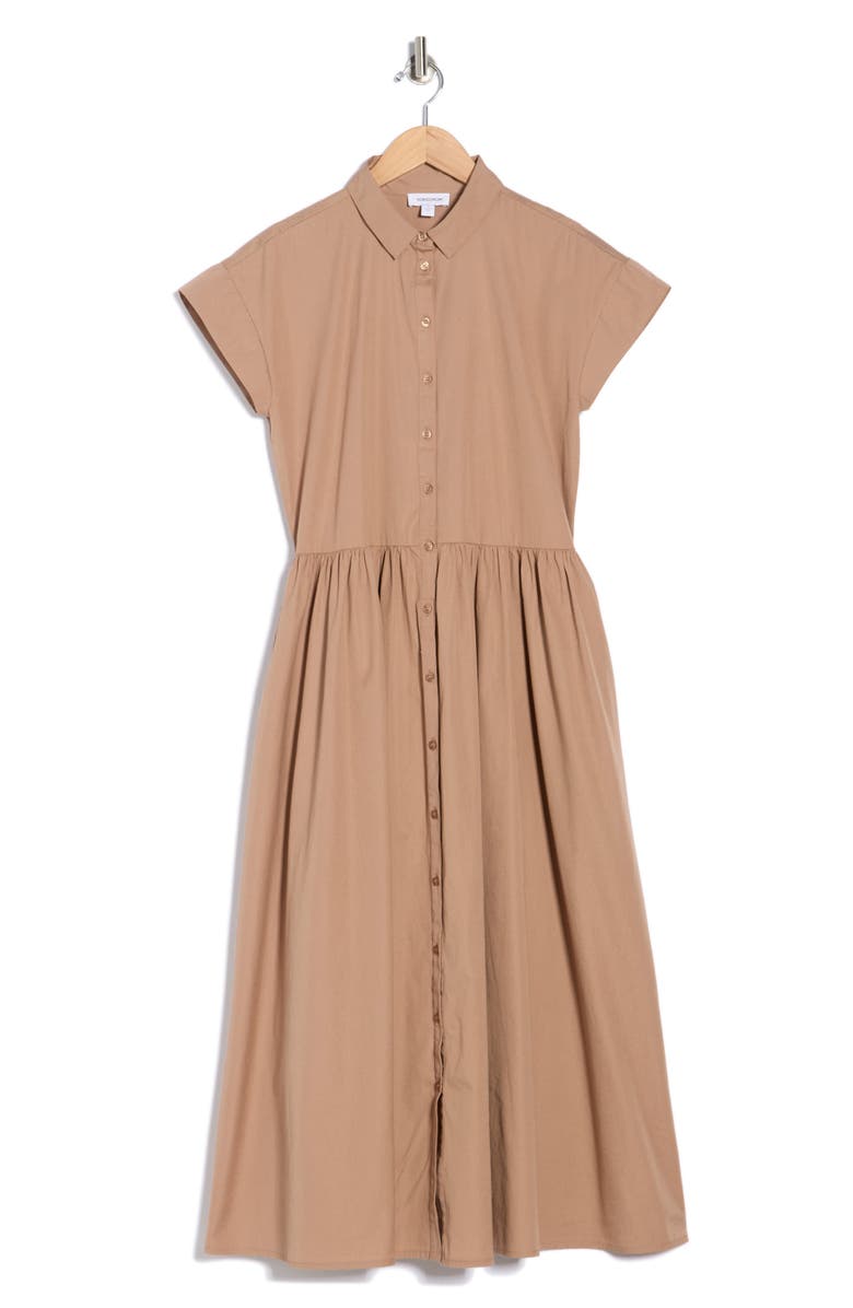 Nordstrom Drop Waist Button Front Cotton Midi Dress