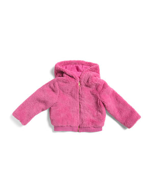 Infant And Toddler Girls Faux Fur Hooded Jacket