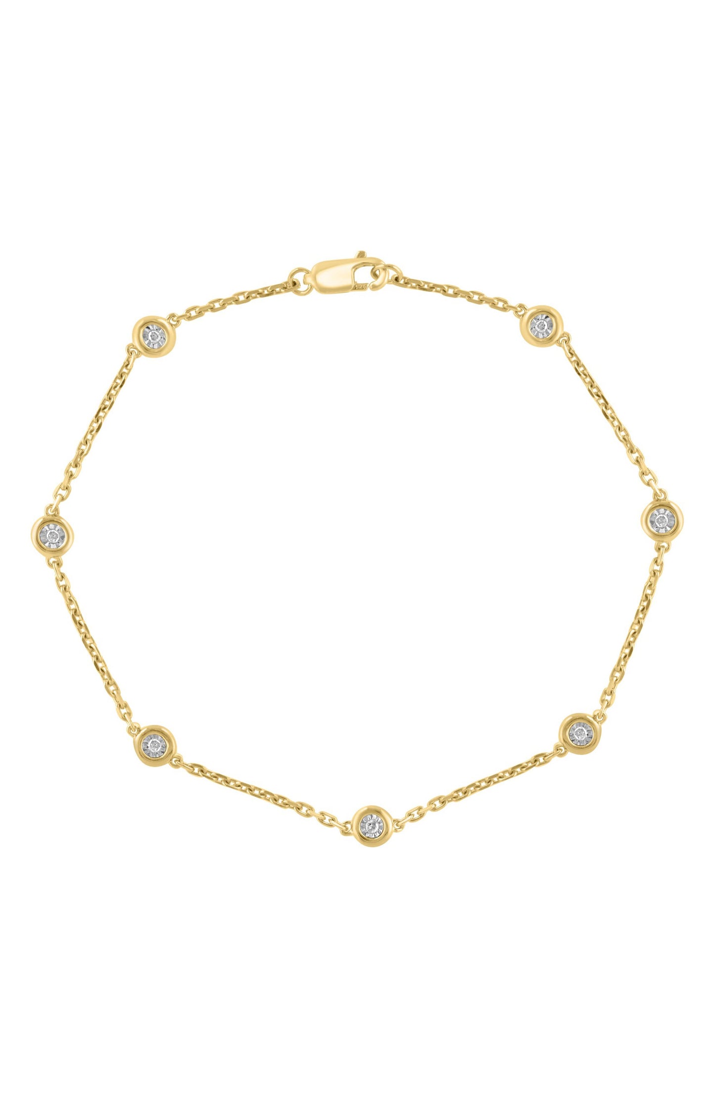 EFFY Sterling Silver Bezel Set Diamond Chain Bracelet - 0.07 ctw., Main, color, Yellow Gold
