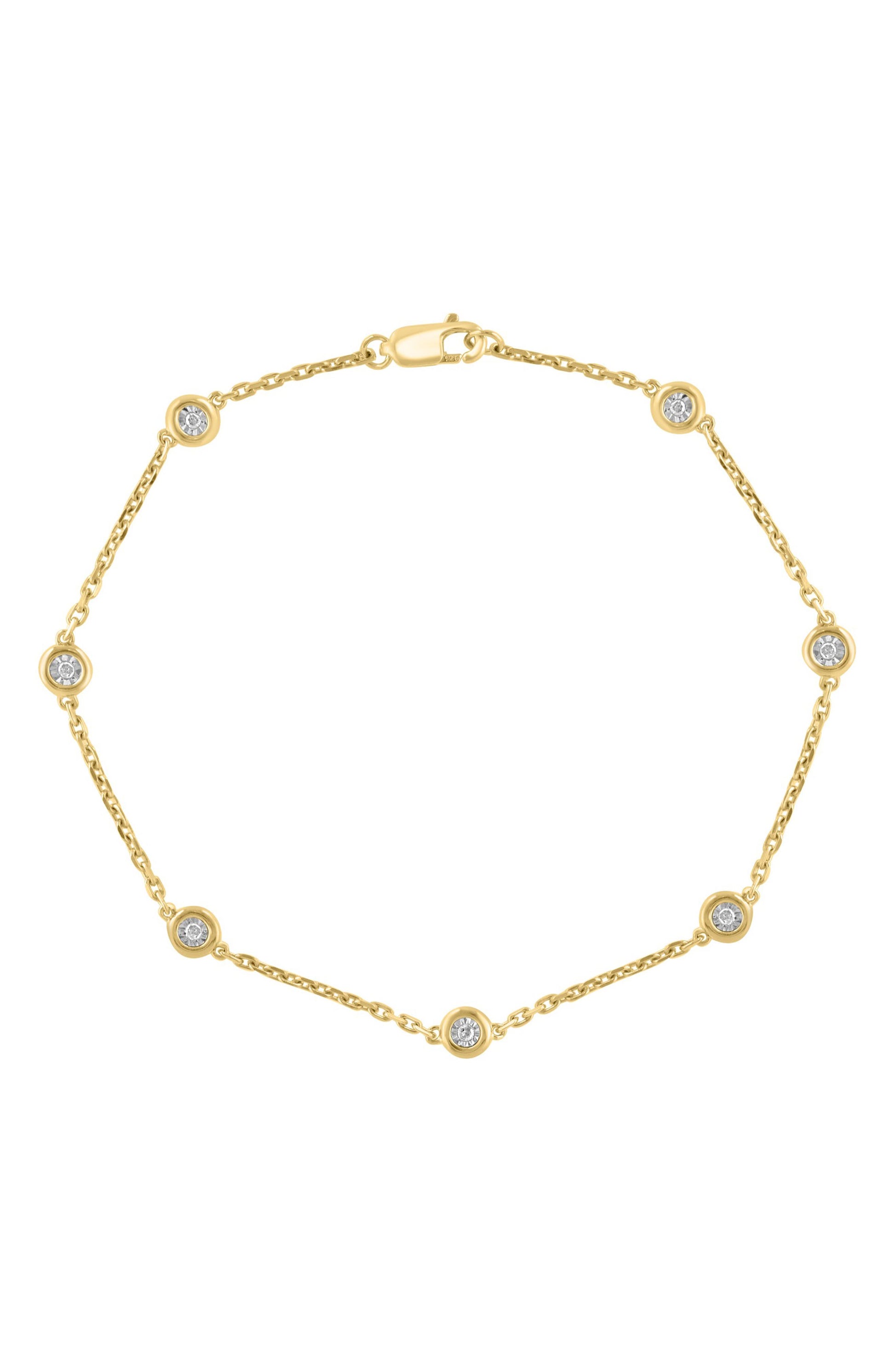 EFFY Sterling Silver Bezel Set Diamond Chain Bracelet - 0.07 ctw., Main, color, Yellow Gold