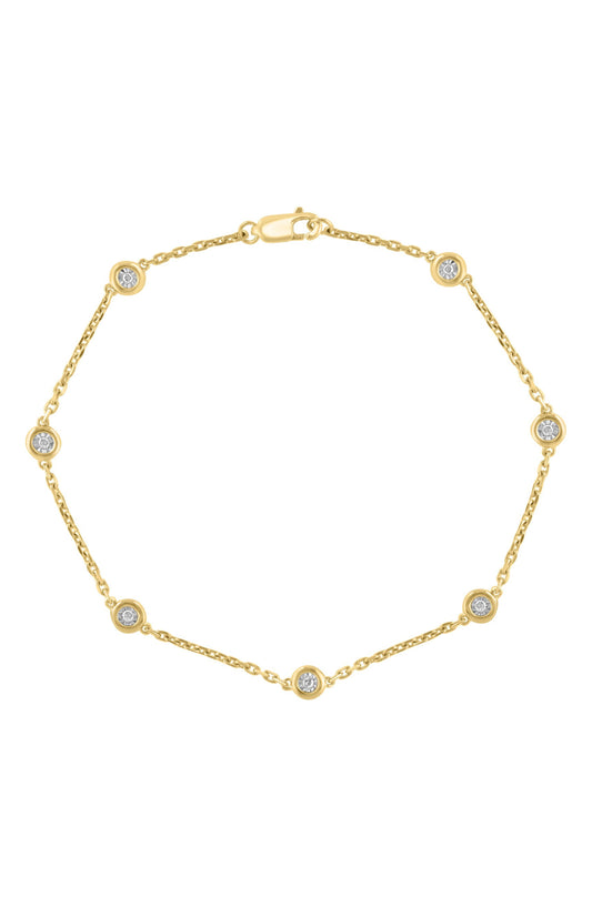 EFFY Sterling Silver Bezel Set Diamond Chain Bracelet - 0.07 ctw., Main, color, Yellow Gold