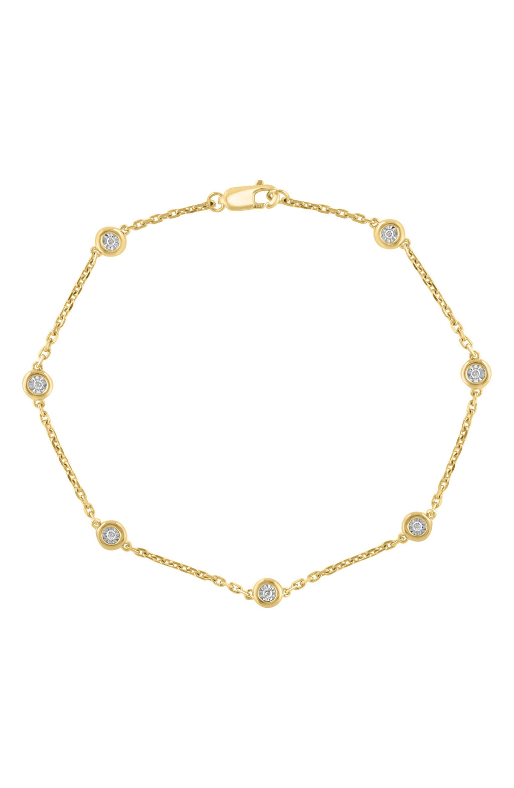 EFFY Sterling Silver Bezel Set Diamond Chain Bracelet - 0.07 ctw., Main, color, Yellow Gold