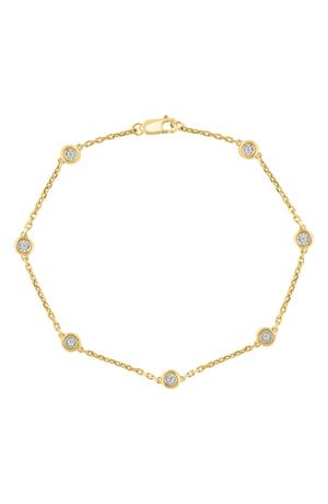 EFFY Sterling Silver Bezel Set Diamond Chain Bracelet - 0.07 ctw., Main, color, Yellow Gold