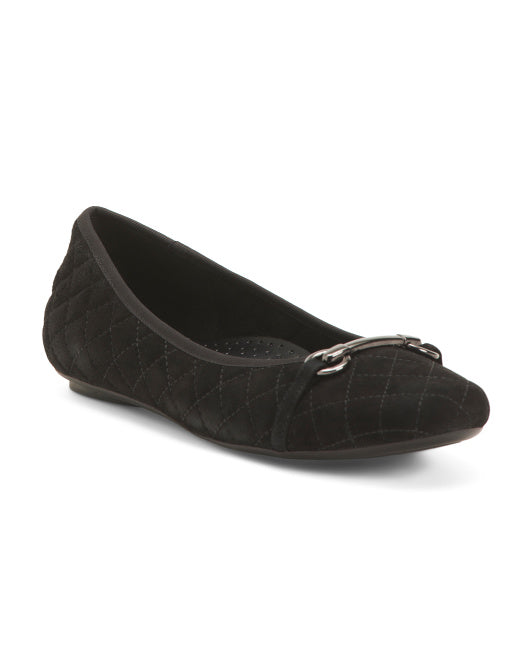 Suede Stacy Quilted Ballet Flats