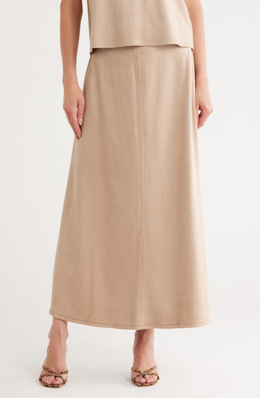 Parker The Lillian Slim Faux Suede Midi Skirt