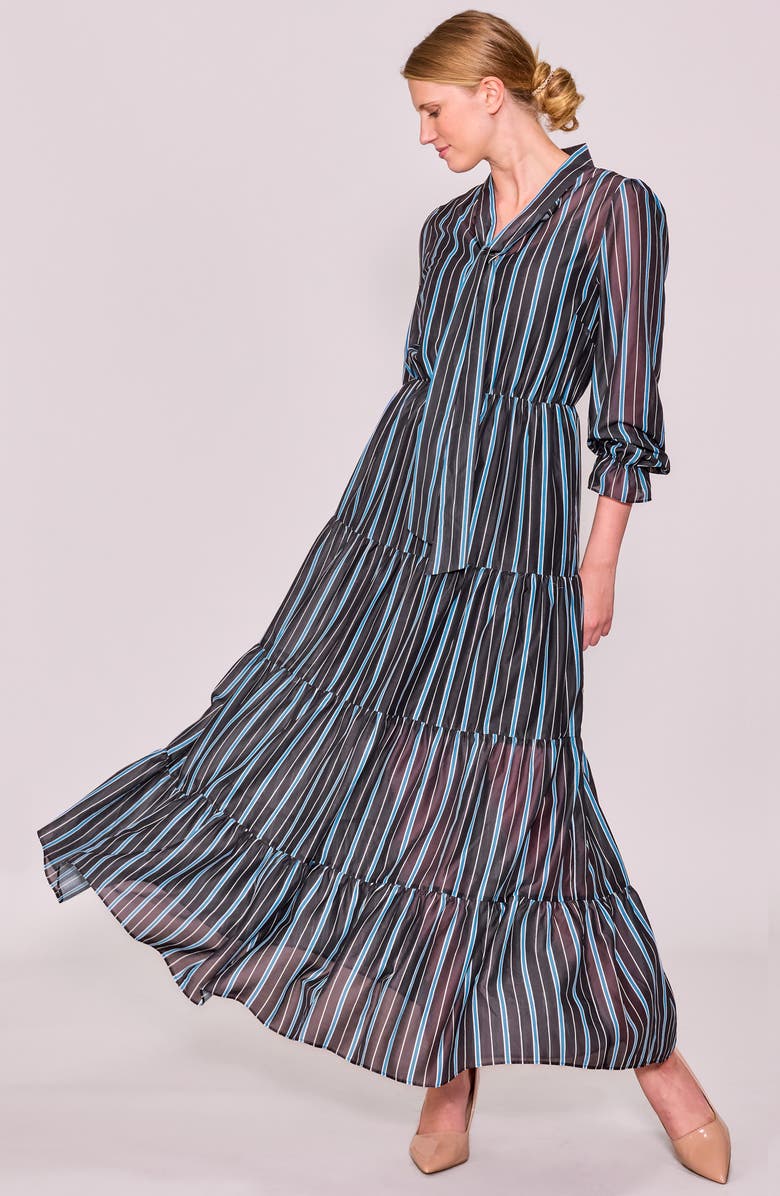 MELLODAY Stripe Bow Tiered Maxi Dress