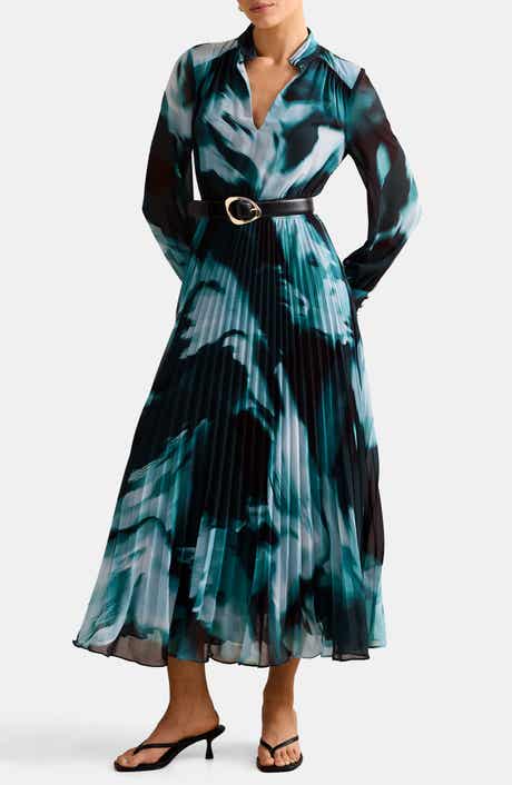 Courtney Placed Floral Long Sleeve Dress