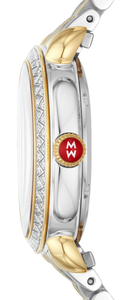 Walmart Michele Sidney Classic Two-Tone Stainless Steel Mother-of-Pearl Dial Diamonds Womens Watch MWW30B000002