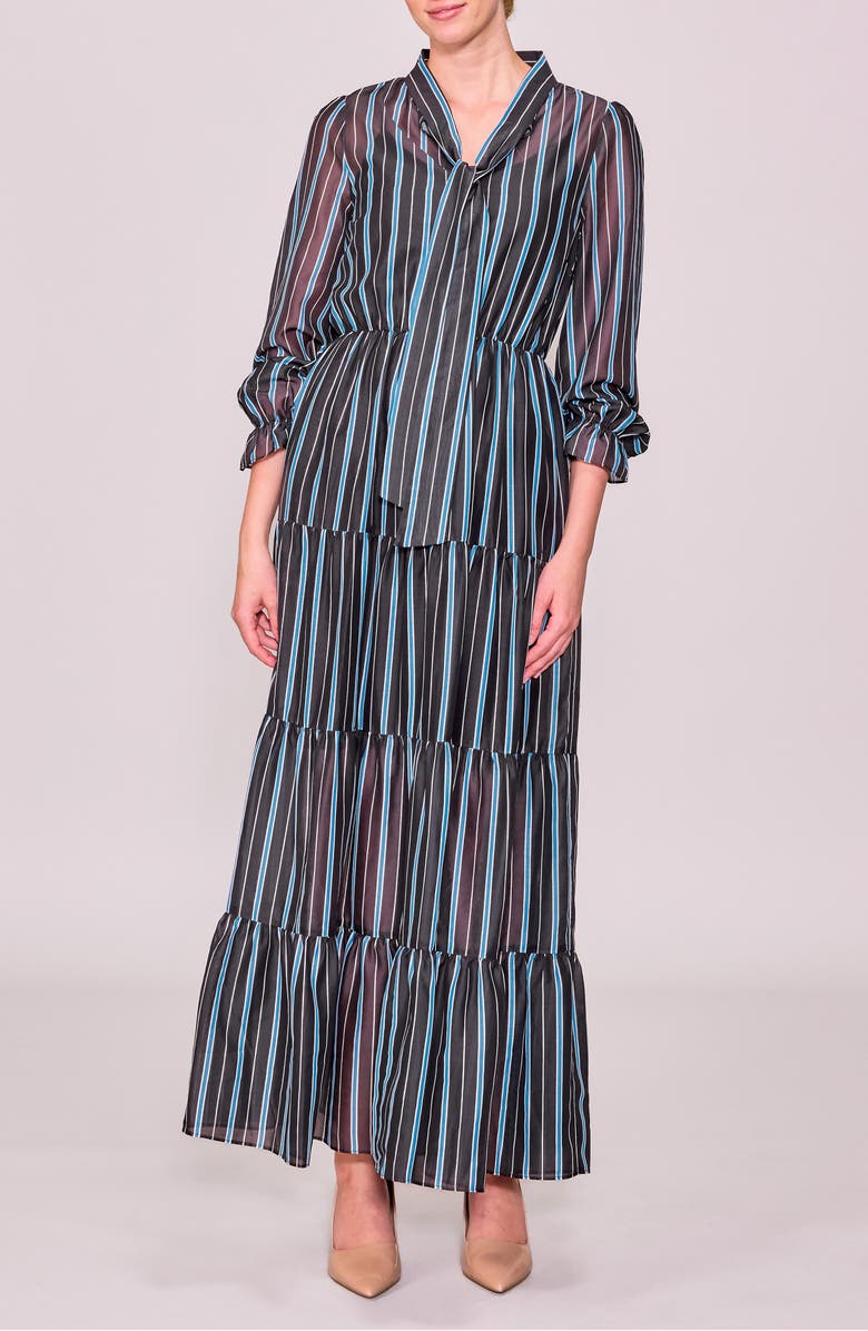 MELLODAY Stripe Bow Tiered Maxi Dress