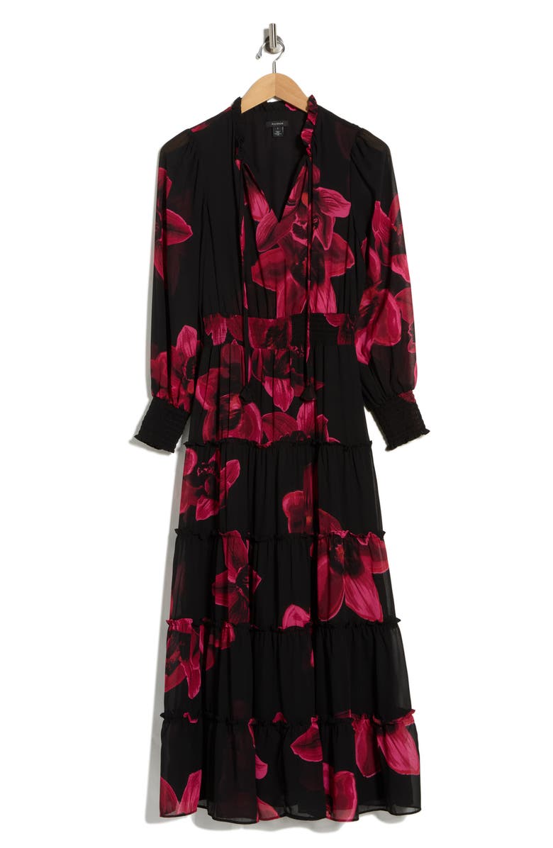 Halogen® Tie Neck Long Sleeve Maxi Dress