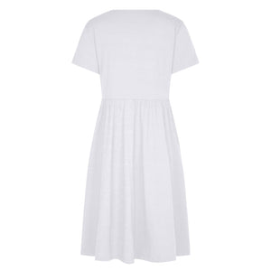 Women's Summer Casual Dresses Short Sleeve Solid Pockets Tshirt Dress Loose Crewneck Pleated Flowy Midi Dress for Women - image 5 of 5