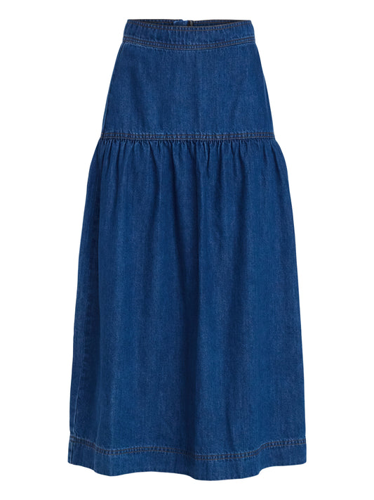 Walmart Time and Tru Women's Tiered Denim Midi Skirt, Sizes 0-20
