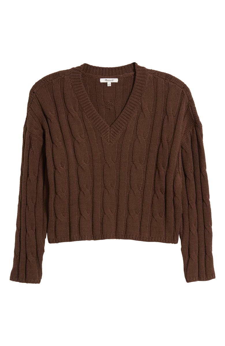 Madewell Cable Knit V-Neck Crop Sweater