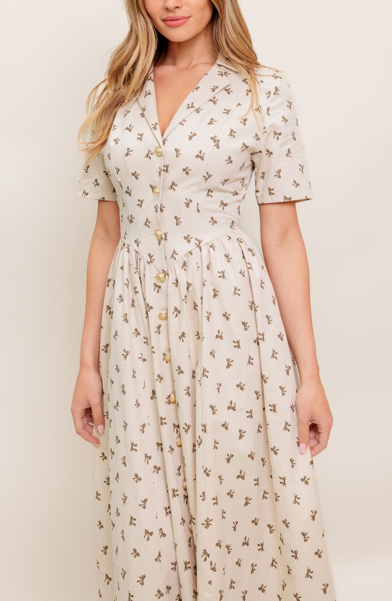 FLYING TOMATO Collared Fit & Flare Midi Dress