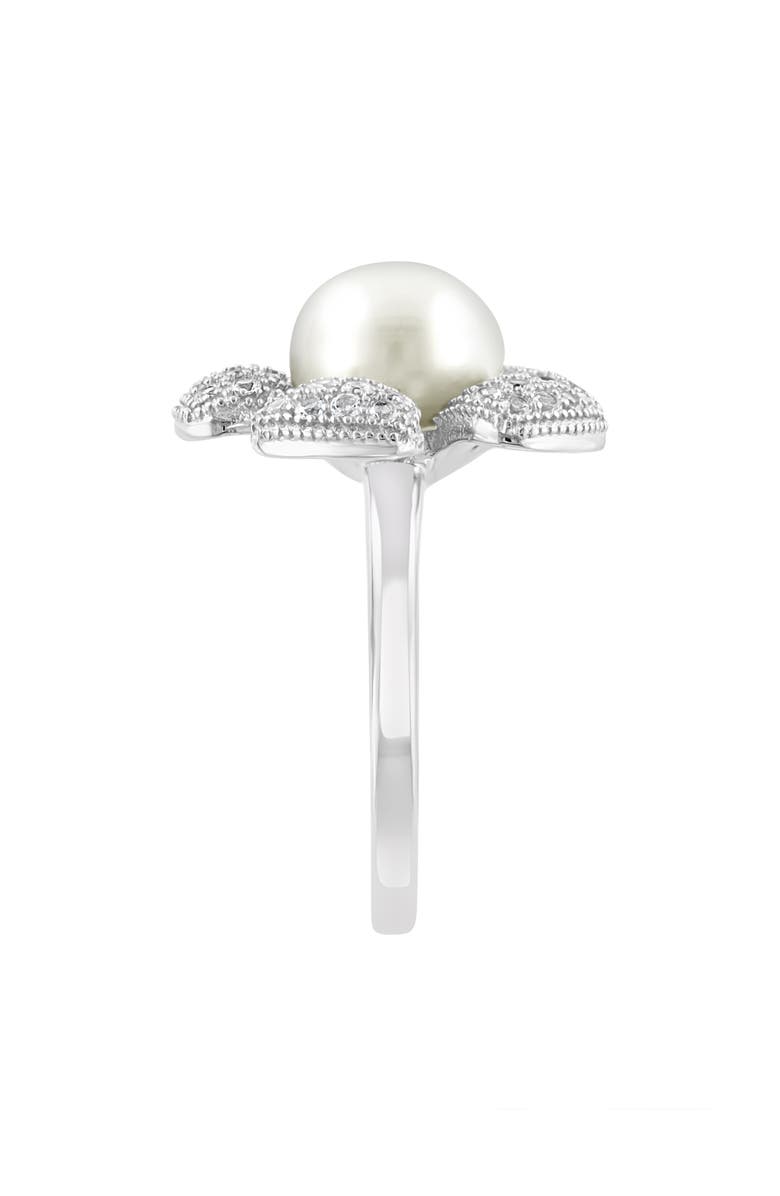 EFFY Cultured Pearl White Topaz Flower Ring
