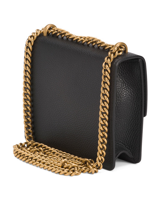 GUCCI Made In Italy Leather G G Marmont Small Crossbody With Chain Strap