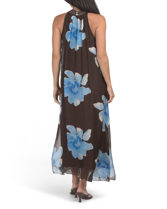 ROSEMARINE Made In Italy Halter Printed Maxi Dress