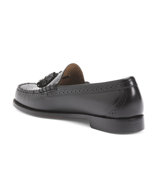 GH BASS Men's Leather Larkin Tassel Brogue Weejun Flats