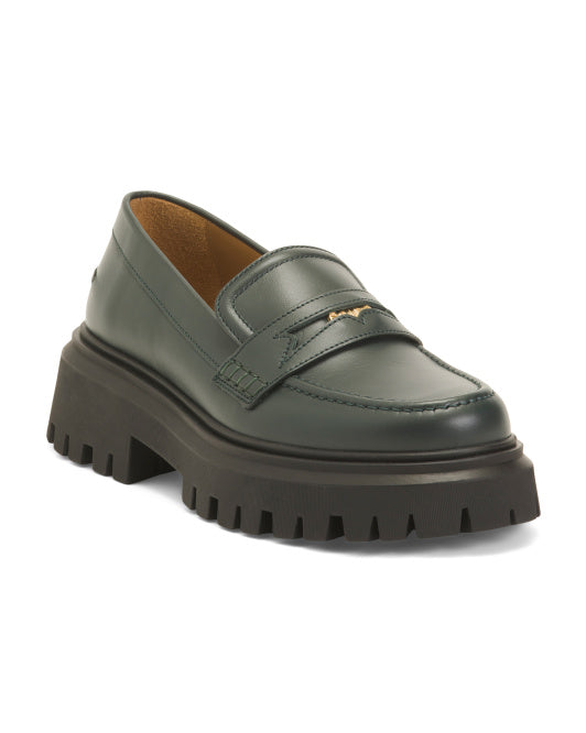 MAJE Made In Portugal Leather Platform Loafers