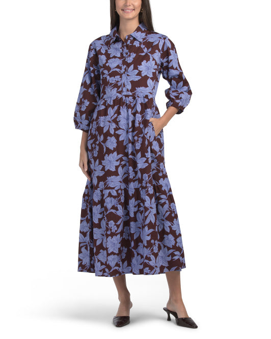 LEA Long Sleeve Floral Maxi Dress