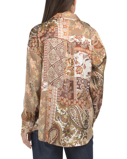 HAVER + BLAIR Satin Finish Patchwork Top