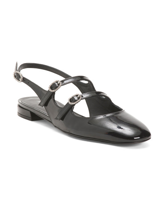 STUART WEITZMAN Made In Spain Leather Claris Mary Jane Slingback Flats