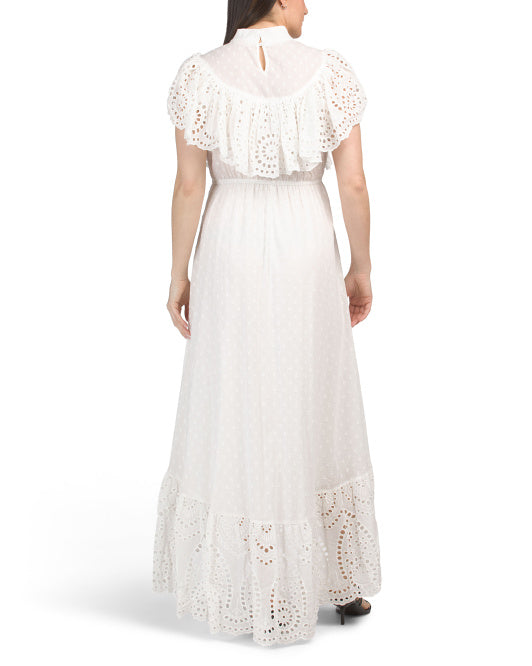 SOLITAIRE Eyelet Tiered Maxi Dress