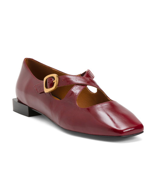 ANA PALMA Made In Spain Patent Leather Cross Band Shoes