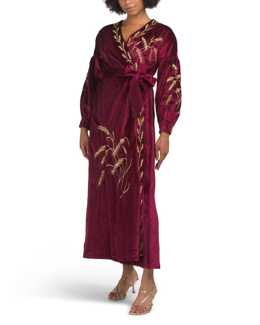 DALIA MACPHEE Long Sleeve Embroidered Maxi Dress