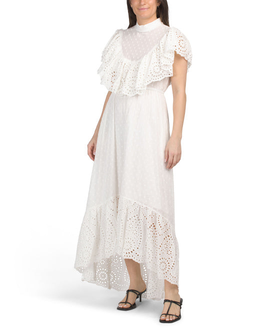 SOLITAIRE Eyelet Tiered Maxi Dress