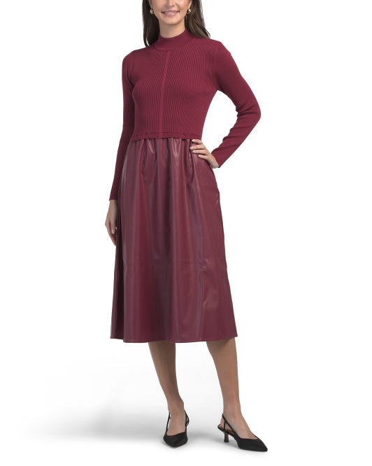 NANETTE NANETTE LEPORE Twofer Sweater Dress With Faux Leather Skirt