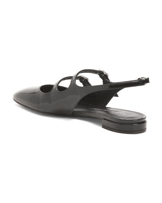 STUART WEITZMAN Made In Spain Leather Claris Mary Jane Slingback Flats