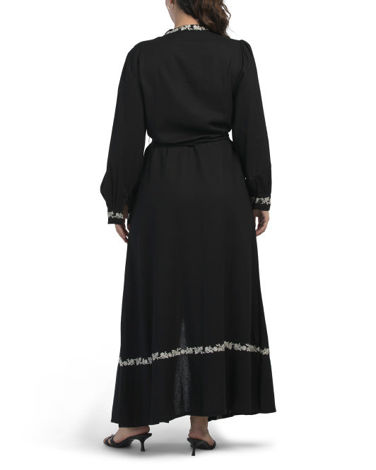 SOLITAIRE Long Sleeve Embroidered Maxi Dress