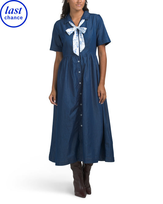 LUNA SKIES Shirt Dress With Scarf