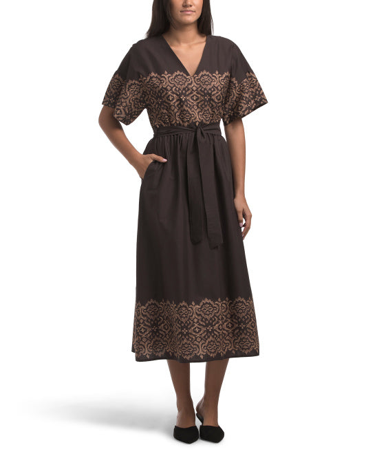 MV Made In Italy Short Sleeve Printed Maxi Dress