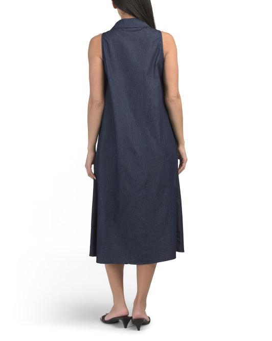 BELLAMBRA Made In Italy Sleeveless Maxi Shirt Dress