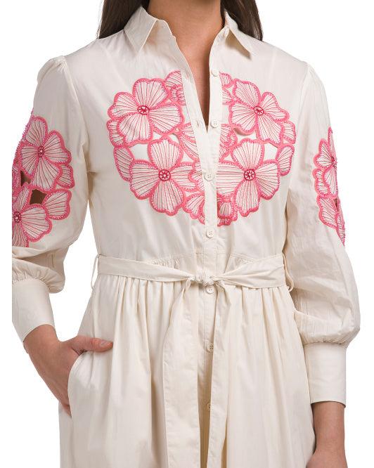 SOLITAIRE Long Sleeve Beaded Floral Embroidered Maxi Dress