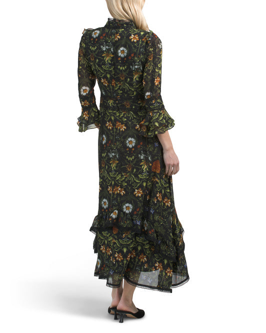 DALIA MACPHEE Three-quarter Sleeve Maxi Dress