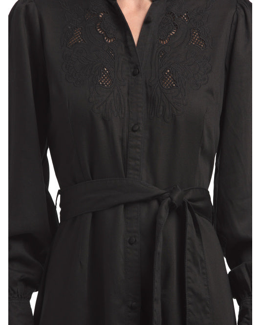SUPER NATURAL BY SECRET MISSION Embroidered Maxi Shirt Dress