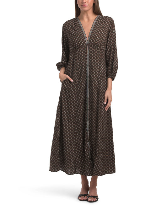 MAX STUDIO Three-quarter Sleeve Maxi Dress