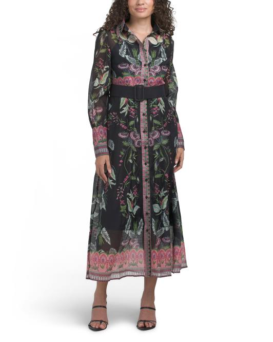 NANCY YANG Belted Shirt Dress