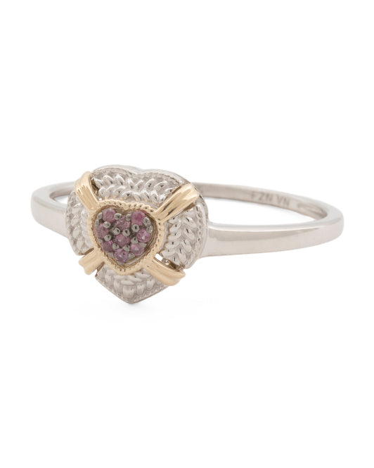 AURORA ITALO Sterling Silver 14kt Gold Ruby Heart Ring