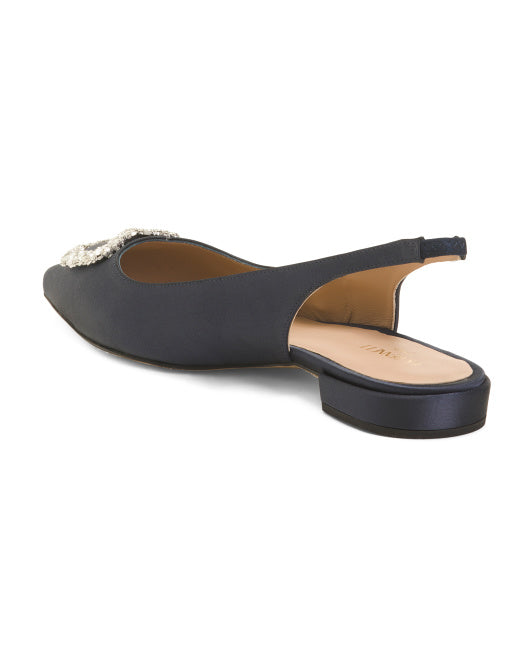 LK BENNETT Made In Spain Luna Crystal Heart Slingback Flats