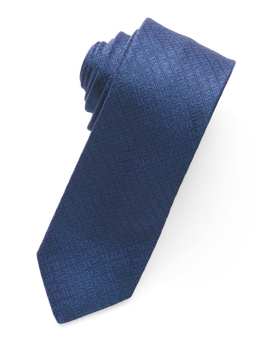 GIVENCHY Made In Italy Silk Designer All Over Logo Tie