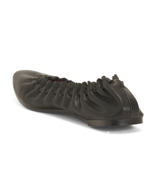 SEE BY CHLOE Made In Spain Leather Ruched Ballerina Flats